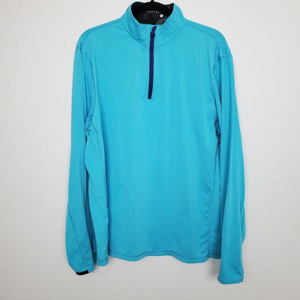 Greyson Tate Sweater Mens Size L Swordfish Blue 1/4 Quarter Zip Pullover Golf